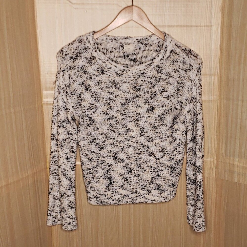 A New Day  Womens Black White Heathered Wide Cuff Sweater Medium